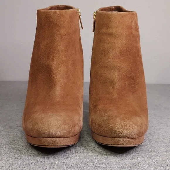 Michael Kors Haven Tan Suede Zip-Up Ankle Bootie Heels Size 9.5 - Picture 7 of 13